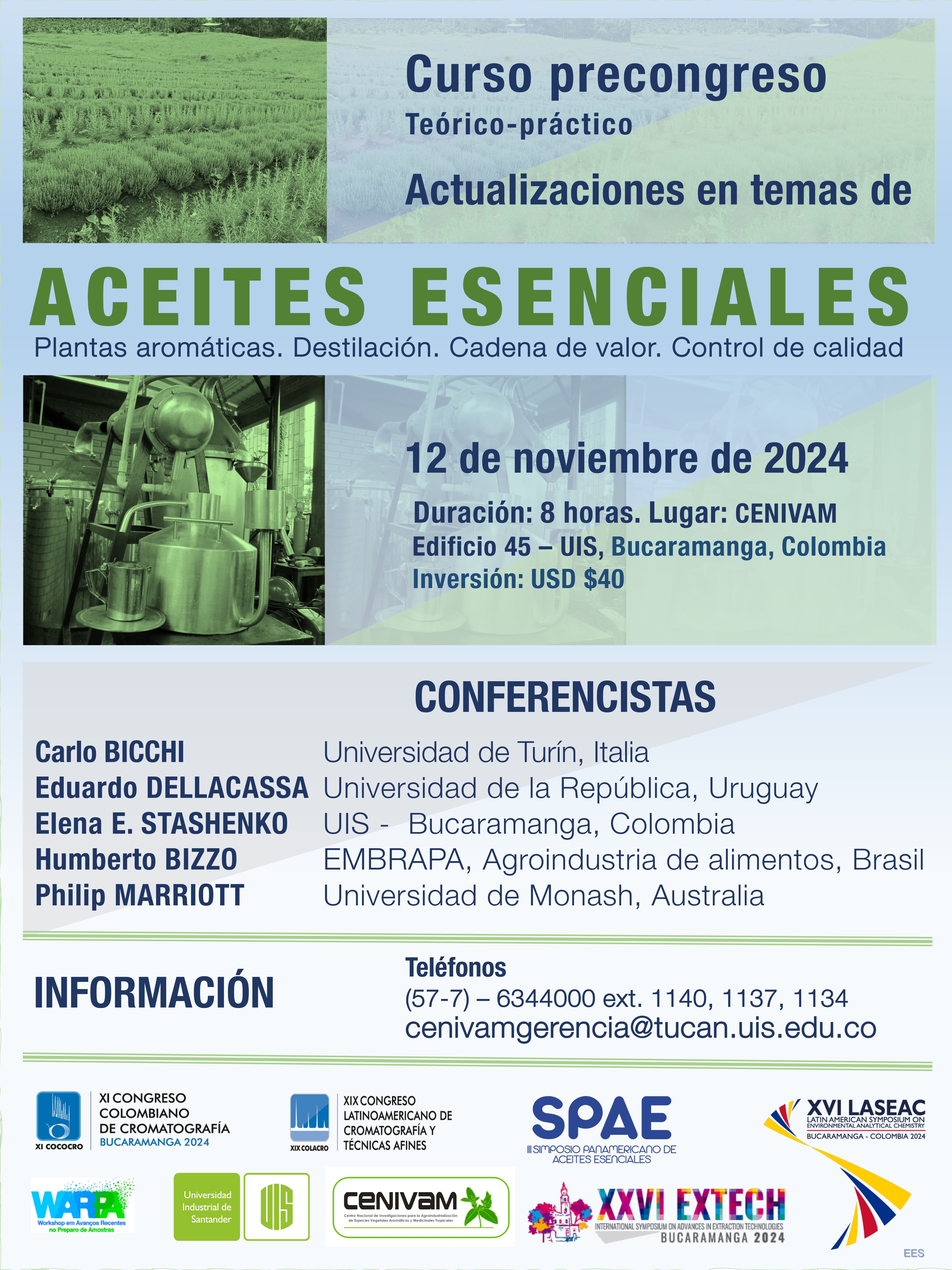 CURSO PRECONGRESO ACTUALIZACIONES EN TEMAS DE ACEITES ESENCIALES